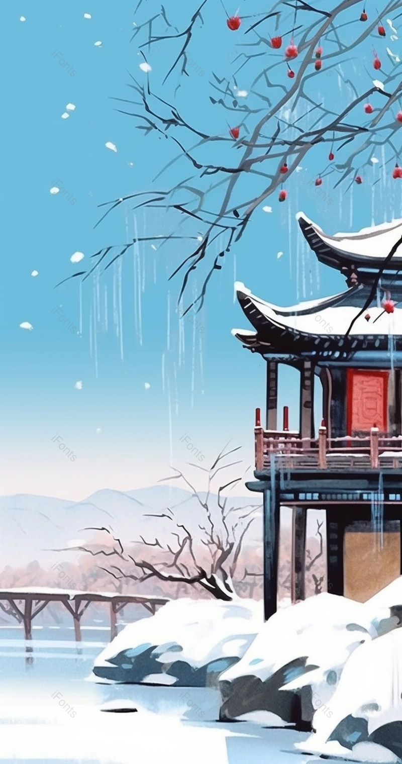 二十四节气小寒风景插画,插画/手绘图,插画/手绘图库,插画/手绘图下载,插画/手绘